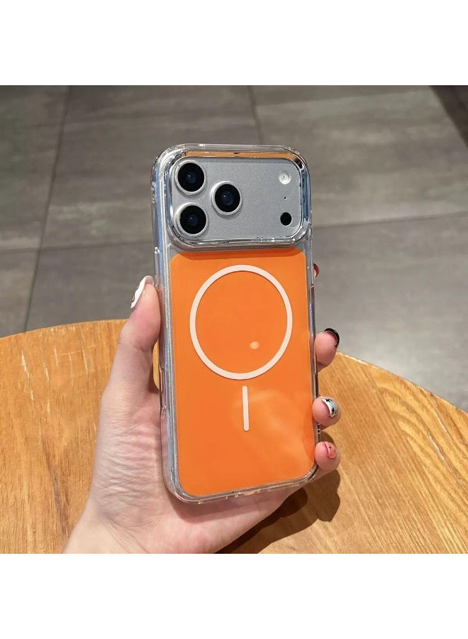 Ecosystem Magnetic Clear Case for iPhone 17 Pro Max, MagSafe Compatible Shockproof Transparent Phone Cover with Strong Magnetic Ring, Slim Protective Back Case (Clear Orange) - Image 1